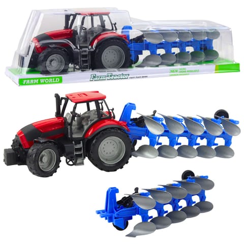 ⁨Traktor Rolniczy Farmerski Z Pługiem Napęd Czerwony 50cm⁩ w sklepie Wasserman.eu
