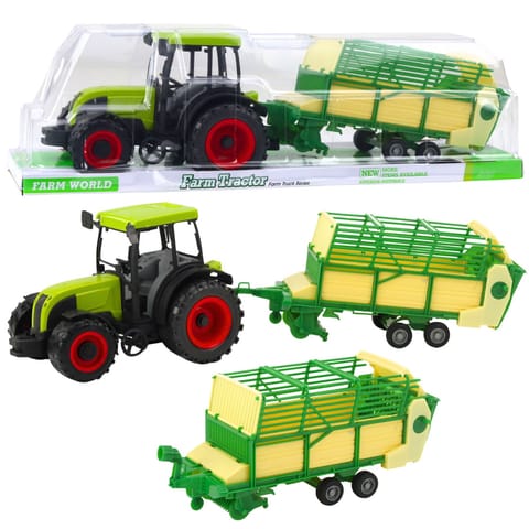 ⁨Traktor Rolniczy Farmerski Z Zielono-Żółtą Przyczepą Zielony 50cm⁩ w sklepie Wasserman.eu
