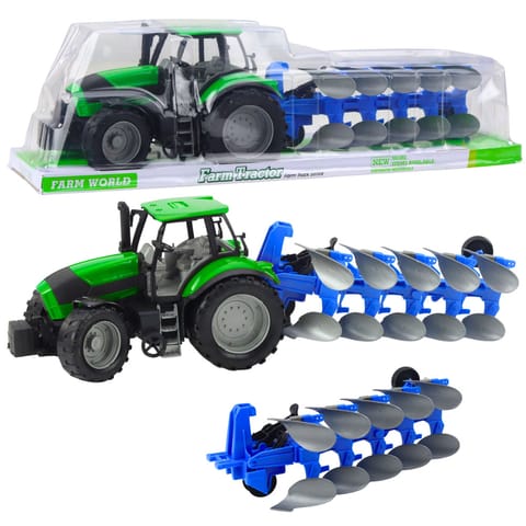 ⁨Traktor Rolniczy Farmerski Z Pługiem Napęd Zielony 50cm⁩ w sklepie Wasserman.eu