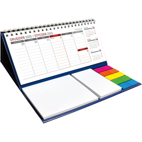 Kalendarz z notesem tygodniowy spiralowy granatowy 2026 KB044B Wokół Nas w sklepie Wasserman.eu