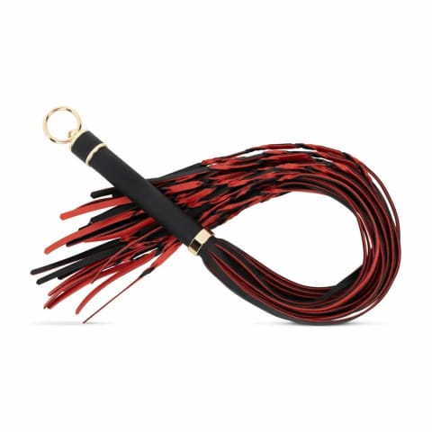 ⁨Fetish Collection Flogger 64 cm czerwono-czarny z rączką PU⁩ w sklepie Wasserman.eu