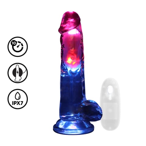 ⁨RealRock LED Wibrujący Model Anatomiczny z Przyssawką 20 cm Transparentny⁩ w sklepie Wasserman.eu