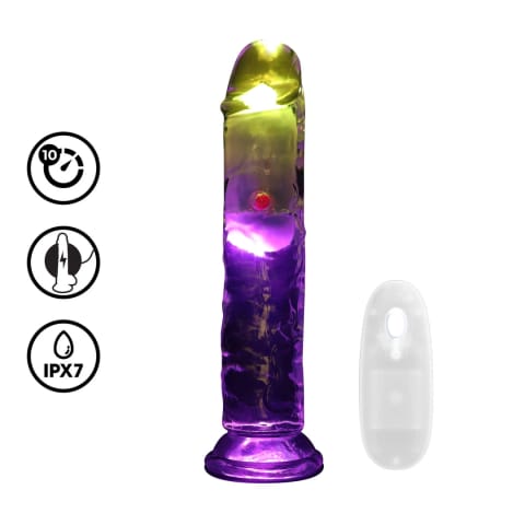 ⁨RealRock LED Wibrujący Model Prosty 18 cm Transparentny⁩ w sklepie Wasserman.eu