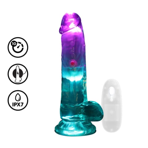 ⁨RealRock LED Transparent Model 15 cm - Wibrujący z Przyssawką⁩ w sklepie Wasserman.eu