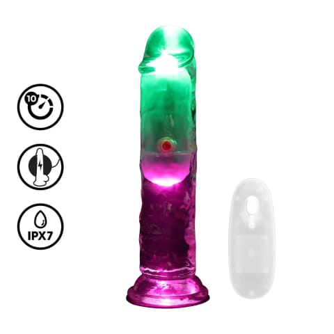 ⁨RealRock LED Wibrujący Model Prosty 15 cm Transparentny⁩ w sklepie Wasserman.eu