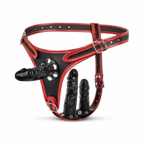 ⁨Fetish Collection Triple System Intymny z 3 wkładami czarno-czerwony⁩ w sklepie Wasserman.eu