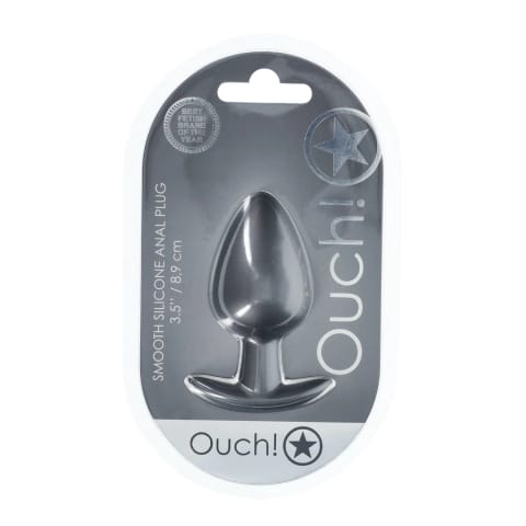 ⁨Ouch! Smooth Silicone Plug Large 8,9 cm anatomiczny, kolor gunmetal⁩ w sklepie Wasserman.eu