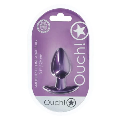 ⁨OUCH! Plug silikonowy średni 7,9 cm metaliczny fioletowy anatomiczny⁩ w sklepie Wasserman.eu