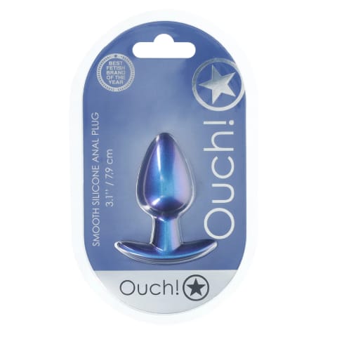 ⁨OUCH! Smooth Silicone Plug Medium 7,9 cm Metaliczny Niebieski⁩ w sklepie Wasserman.eu