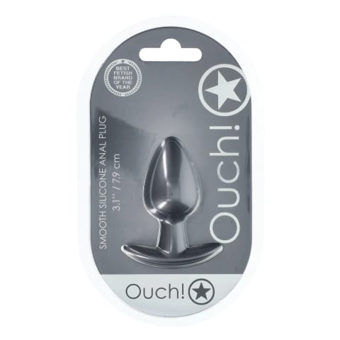 ⁨Ouch! Smooth Silicone Plug Medium 7,9 cm Gunmetal - anatomiczny kształt⁩ w sklepie Wasserman.eu