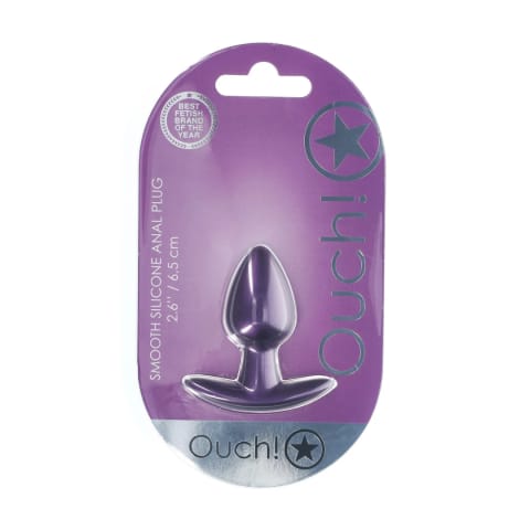 ⁨Ouch! Smooth Silicone Plug Small 6,5 cm metaliczny fioletowy⁩ w sklepie Wasserman.eu