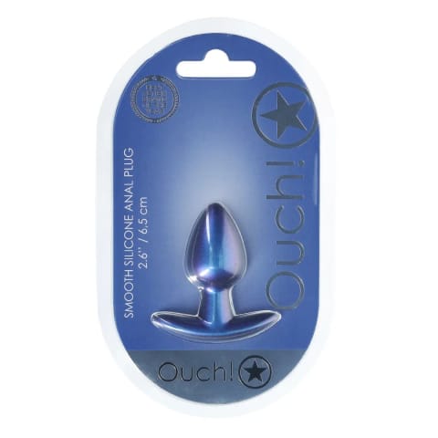 ⁨Ouch! Smooth Silicone Plug Small 6,5 cm Metaliczny Niebieski⁩ w sklepie Wasserman.eu