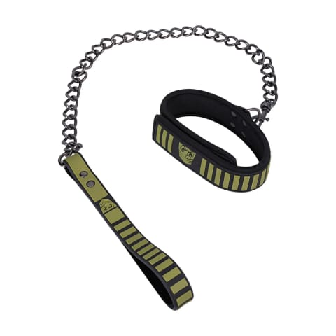 ⁨Doc Johnson Tactical Collar & Leash Black/Green - regulowany neoprenowy komplet⁩ w sklepie Wasserman.eu
