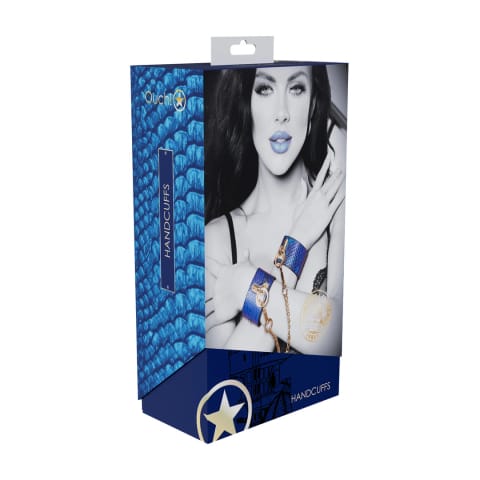 ⁨Ouch! Florence Collection - wytrzymałe kajdanki z ekoskory, niebieskie⁩ w sklepie Wasserman.eu