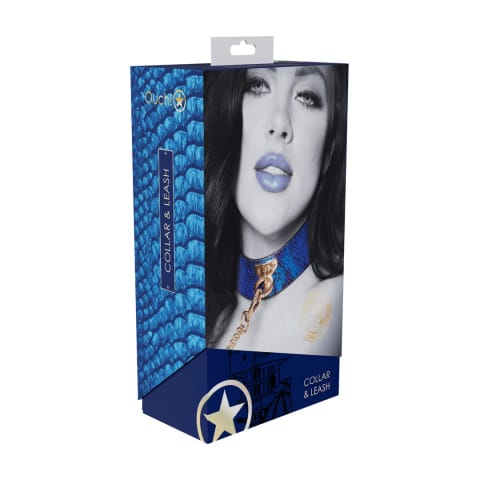 ⁨Ouch! Florence Collection Obroża z Smyczą Niebieska Skorzana Fashion⁩ w sklepie Wasserman.eu