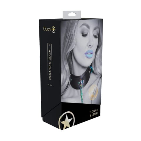 ⁨Ouch! Venice Collection obroża z prowadnicą czarna, skora ekologiczna⁩ w sklepie Wasserman.eu