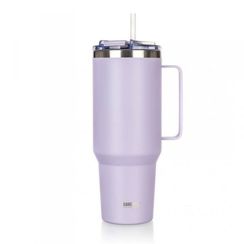 ⁨STALOWY KUBEK TERMICZNY TERMOS 1200ml Z RĄCZKĄ I SŁOMKĄ BANQUET TWAIN LILA⁩ w sklepie Wasserman.eu