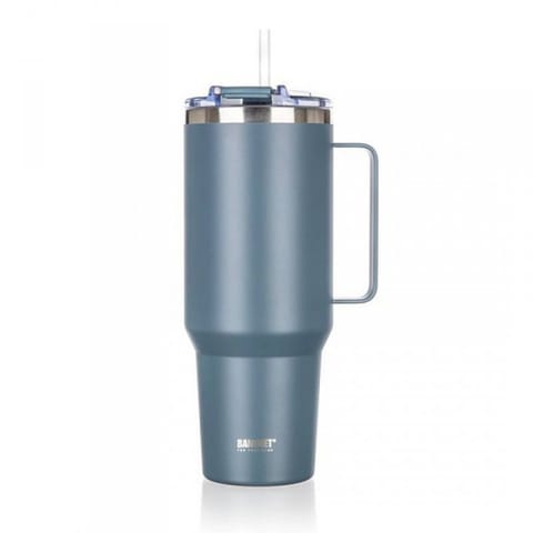 ⁨STALOWY KUBEK TERMICZNY TERMOS 1200ml Z RĄCZKĄ I SŁOMKĄ BANQUET TWAIN SZARY⁩ w sklepie Wasserman.eu