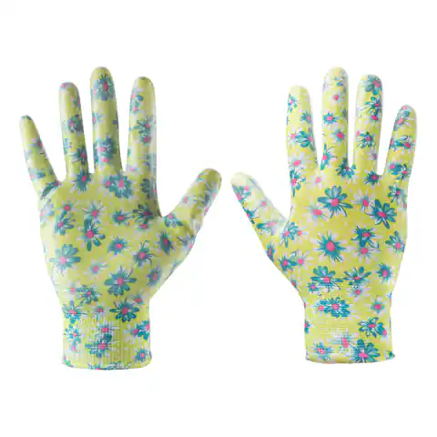 ⁨Rękawice ogrodowe pokryte nitrylem, wzór kwiatki, rozmiar 8"⁩ w sklepie Wasserman.eu