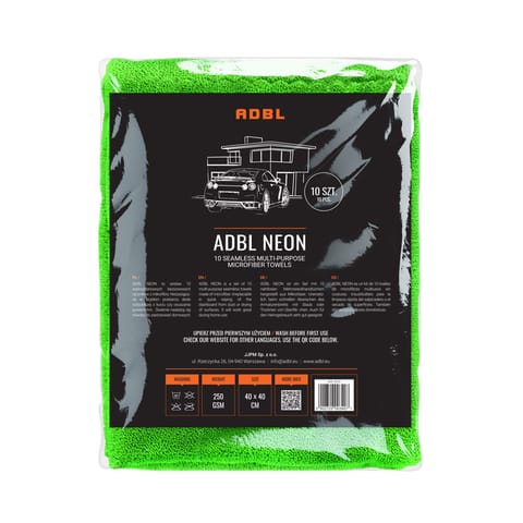 ⁨ADBL Neon - zestaw uniwersalnych bezszwowych ręczników z mikrofibry - 40x40 250 gsm - 10 szt.⁩ w sklepie Wasserman.eu