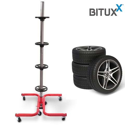 ⁨Stojak na felgi na koła samochodowe regał do warsztatu uniwerslany mobilny⁩ w sklepie Wasserman.eu