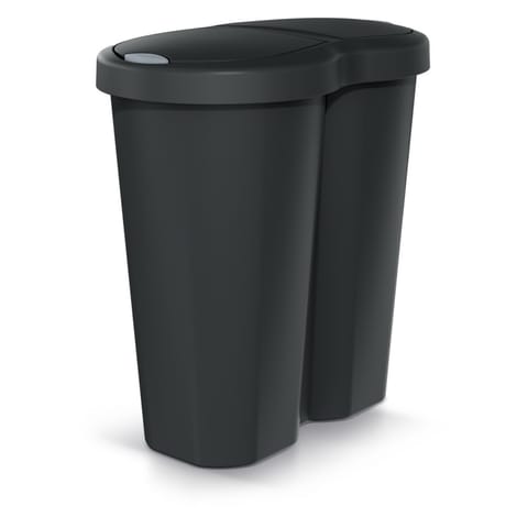 ⁨Kosz na śmieci Compacta R Duo, Czarny recykling, pojemność 40L, Jedna komora, Dwie pokrywki, NDRF40-S411⁩ w sklepie Wasserman.eu