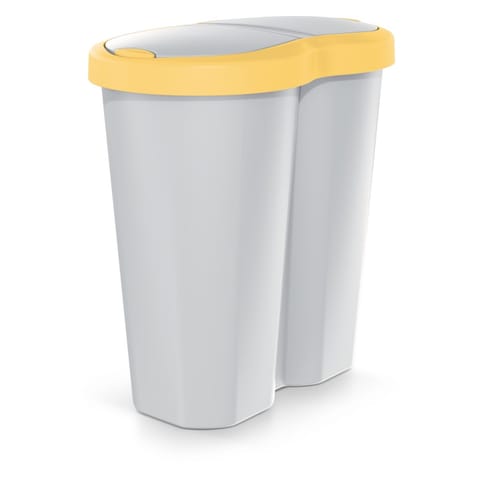 ⁨Kosz na śmieci Compacta R Duo, Żółty/popielaty, pojemność 40L, Jedna komora, Dwie pokrywki, NDRF40-1215C_427C⁩ w sklepie Wasserman.eu