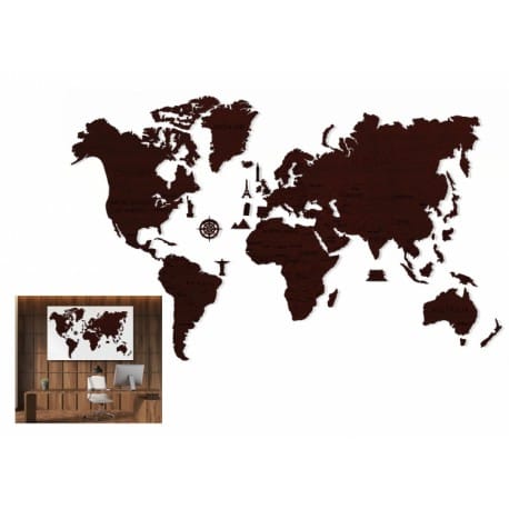 ⁨Wooden 3d puzzle wooden.city - world map xxl dark oak⁩ at Wasserman.eu