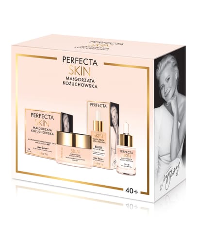 ⁨PERFECTA Zestaw prezentowy Skin Małgorzata Kożuchowska 40+ (Krem do twarzy 50ml + Elixir pod oczy 15ml)⁩ w sklepie Wasserman.eu