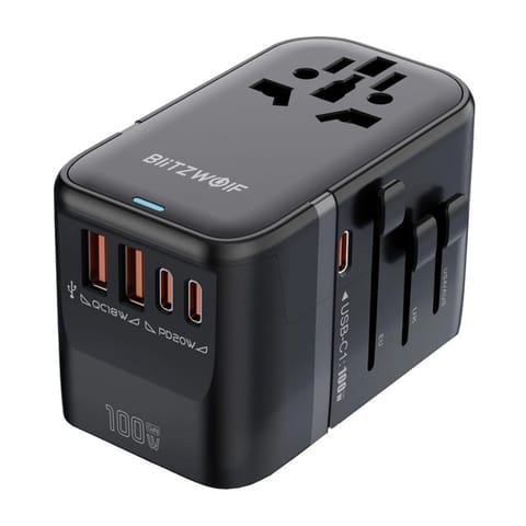 Adapter Podróżny 5w1 Blitzwolf BW-TA2 2xUSB PD + 2xC QC + C GaN 100W w sklepie Wasserman.eu