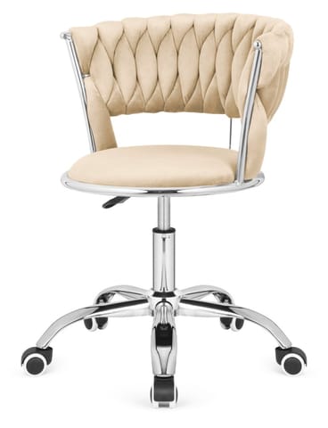 ⁨Krzesło obrotowe warkocz TRECCIA OFFICE BEIGE VELVET⁩ w sklepie Wasserman.eu