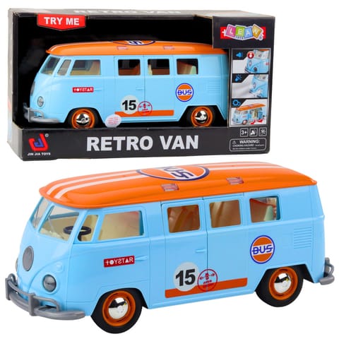 ⁨Samochód Retro Van Bus Światła Dźwięki Otwierane Drzwi Niebieski⁩ w sklepie Wasserman.eu