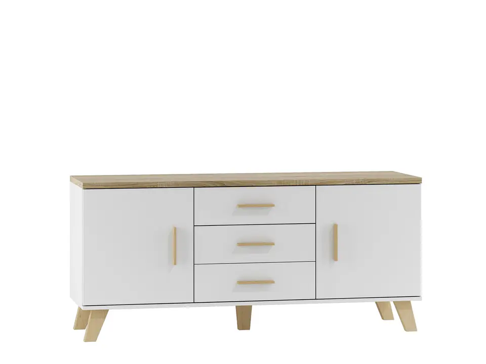 ⁨Cama sideboard LOTTA 150 2D3S white + sonoma oak⁩ at Wasserman.eu