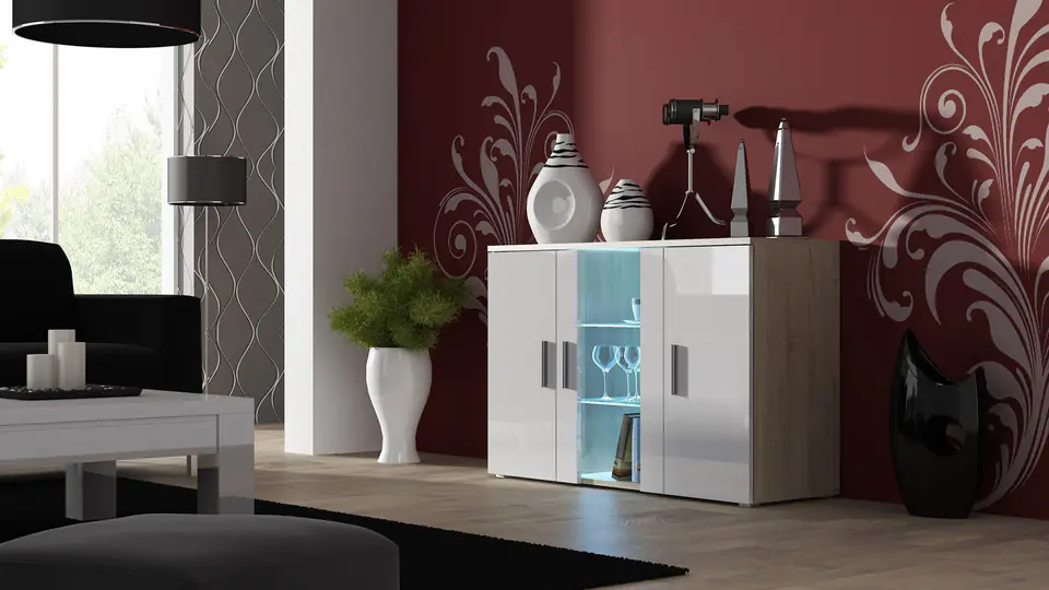 Komoda 120cm SOHO S7 dąb sonoma/ biały połysk w sklepie Wasserman.eu