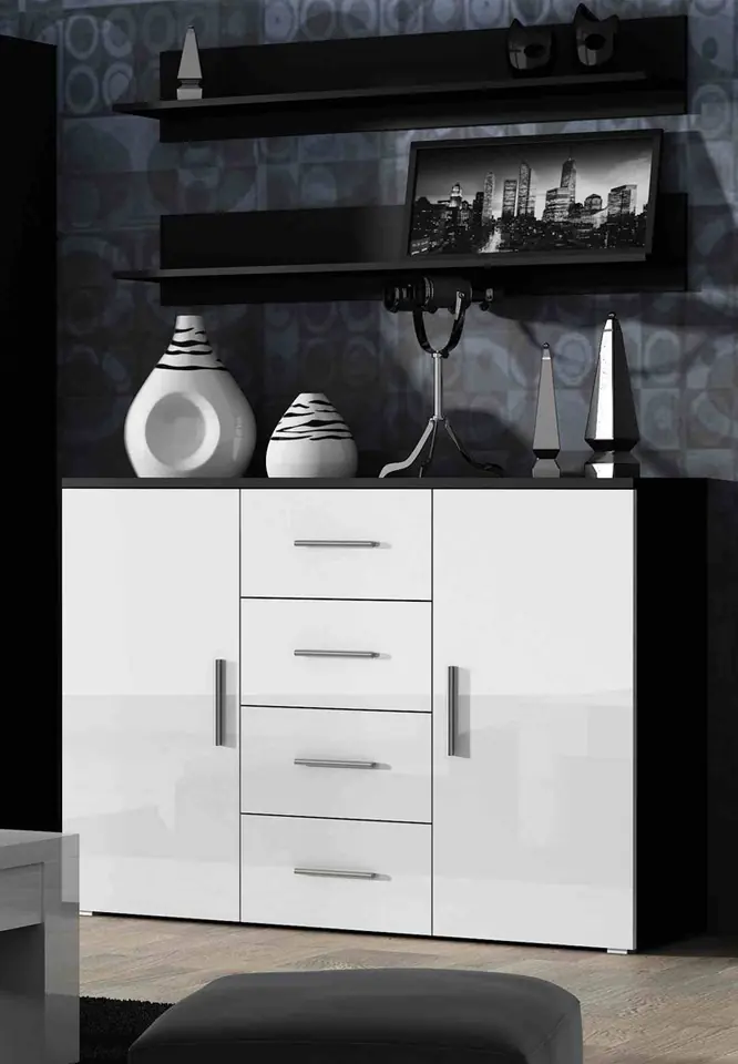 ⁨Cama living room sideboard UNI black/white gloss⁩ at Wasserman.eu