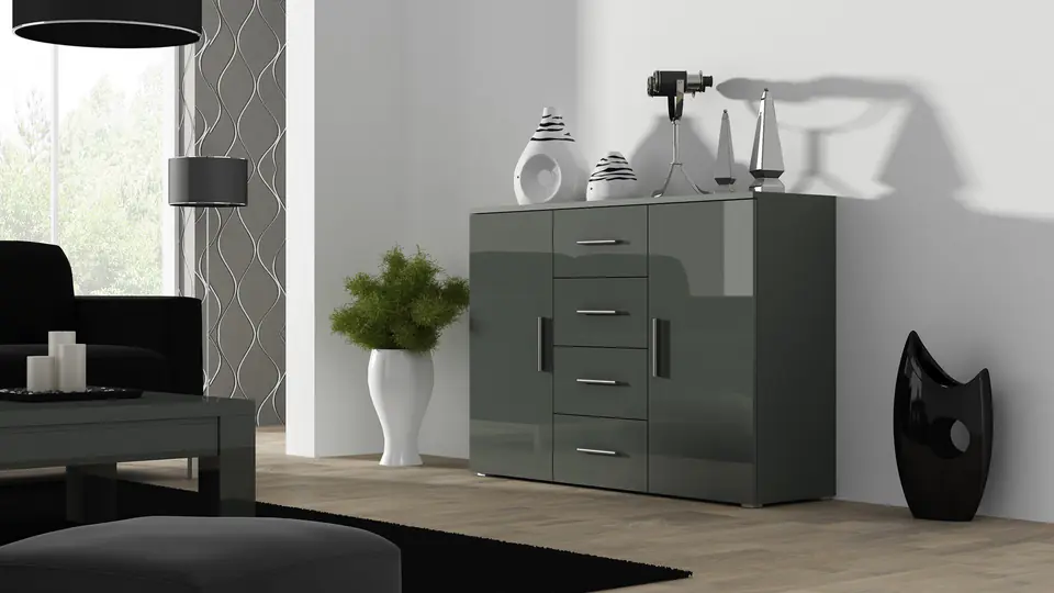 ⁨Cama living room sideboard UNi grey/grey gloss⁩ at Wasserman.eu