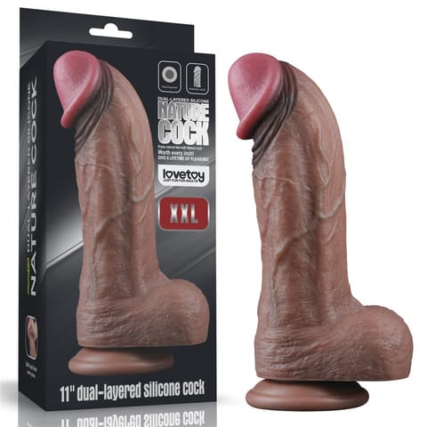 ⁨DILDO 11'' DUAL LAYERED SILICONE COCK XXL⁩ w sklepie Wasserman.eu