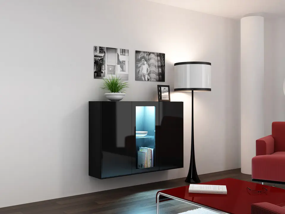 ⁨Cama Sideboard VIGO 90/120/38 black/black glossy⁩ at Wasserman.eu