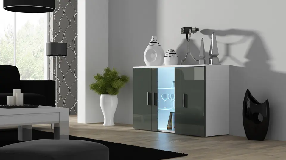 ⁨Cama sideboard 120 cm SOHO S7 white/grey gloss⁩ at Wasserman.eu