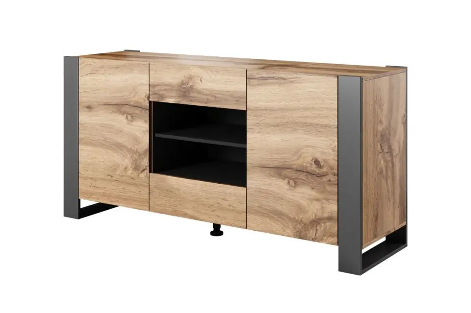 Komoda WOOD 164/44/80 dąb wotan + antracyt w sklepie Wasserman.eu
