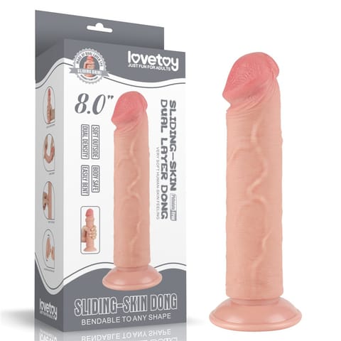 DILDO 8'' SLIDING SKIN DUAL LAYER DONG FLESH w sklepie Wasserman.eu