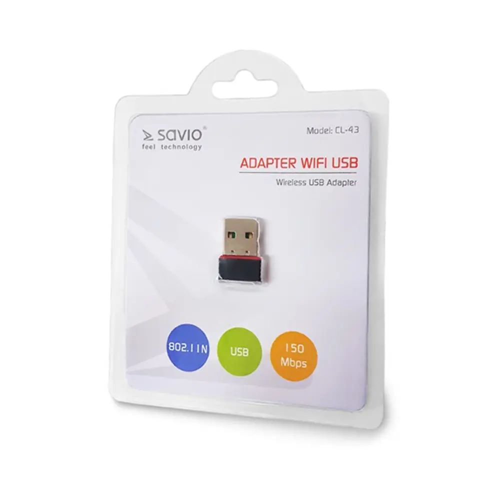 ⁨Karta WiFi SAVIO CL-43 (USB 2.0)⁩ w sklepie Wasserman.eu