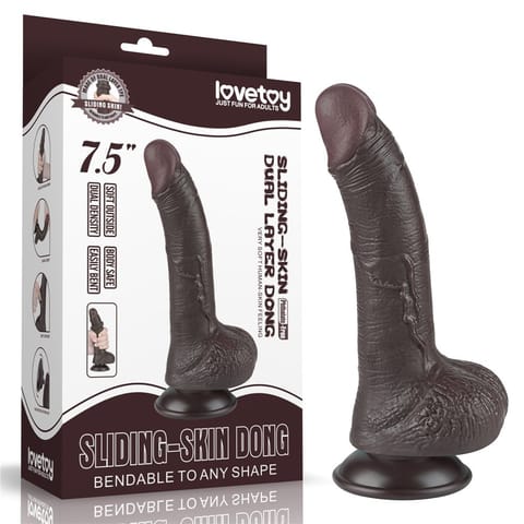 DILDO 7.5'' SLIDING SKIN DUAL LAYER DONG CZARNE w sklepie Wasserman.eu