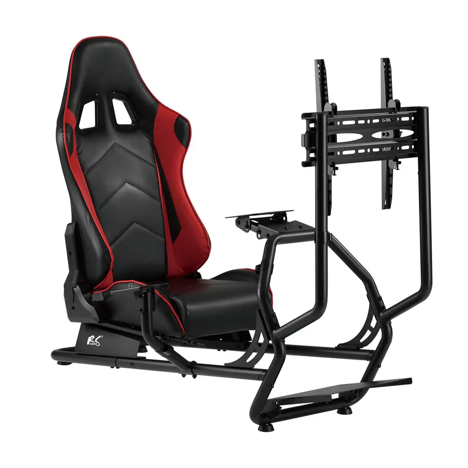 ⁨NanoRS RS160 Gaming Chair Racing Simulator Stand 3 in 1 PC Console Gamers Synthetic Leather Cover Steering Wheel Stand TV Bracket Up to 50" Max. Vesa 400x400⁩ at Wasserman.eu