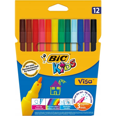 ⁨Flamastry VISA Kids 12 kolorów 888695 BIC⁩ w sklepie Wasserman.eu