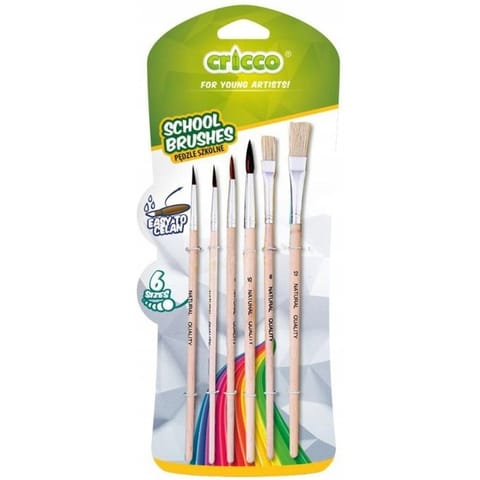 ⁨Pędzelki szkolne CRICCO 6sztuk,blister CR364B6⁩ w sklepie Wasserman.eu