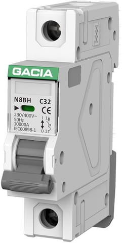 ⁨Wyłącznik nadprądowy GACIA N8BH 10KA C 1P 25A⁩ w sklepie Wasserman.eu