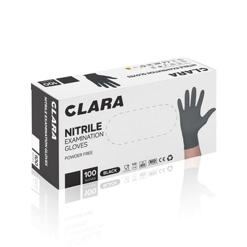 ⁨CLARA XL CZARNE Rękawice nitrylowe bezpudrowe jednorazowe, 100 szt.⁩ w sklepie Wasserman.eu