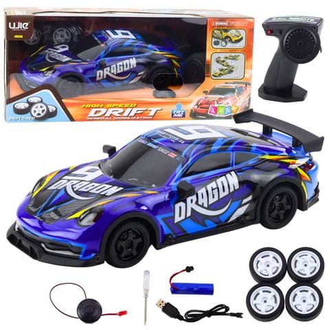 ⁨Auto Sportowe Zdalnie Sterowane RC Podświetlana Karoseria Drift Niebieski⁩ w sklepie Wasserman.eu