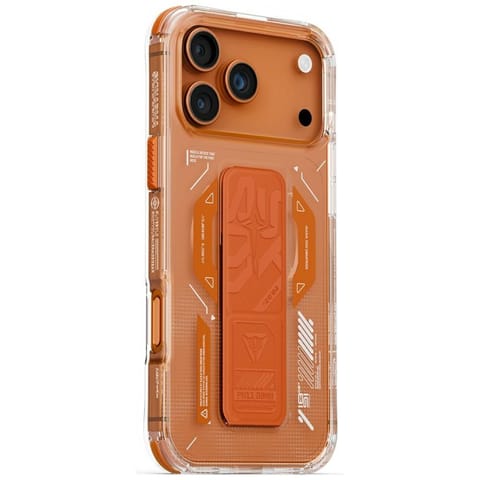 ⁨Etui Skinarma Helio do iPhone 17 Pro Max Magnetic Charging + Grip Stand pomarańczowy⁩ w sklepie Wasserman.eu